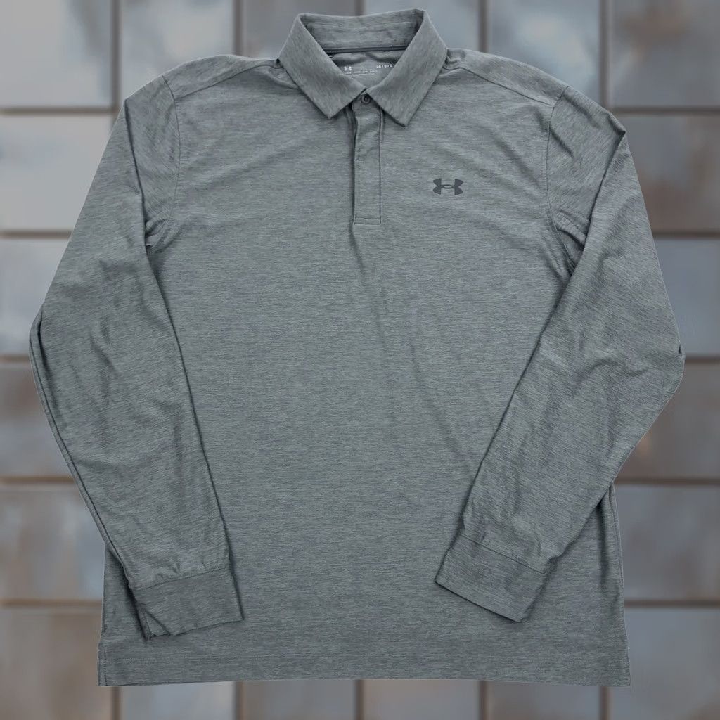 Under Armour Under Armour Polo Shirt Long Sleeve Gray Men L Loose Fit Performance Golf Shirt Size US L / EU 52-54 / 3 - 1 Thumbnail