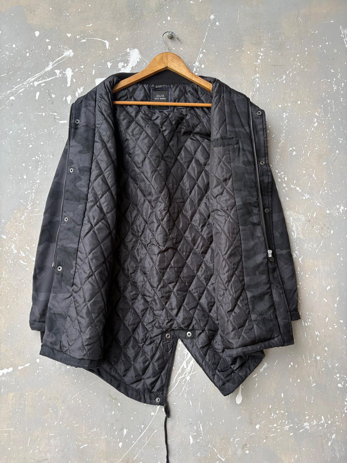 Issey Miyake Tete Homme by Issey Miyake Black Camo Tactical Parka Jacket Size US M / EU 48-50 / 2 - 7 Thumbnail
