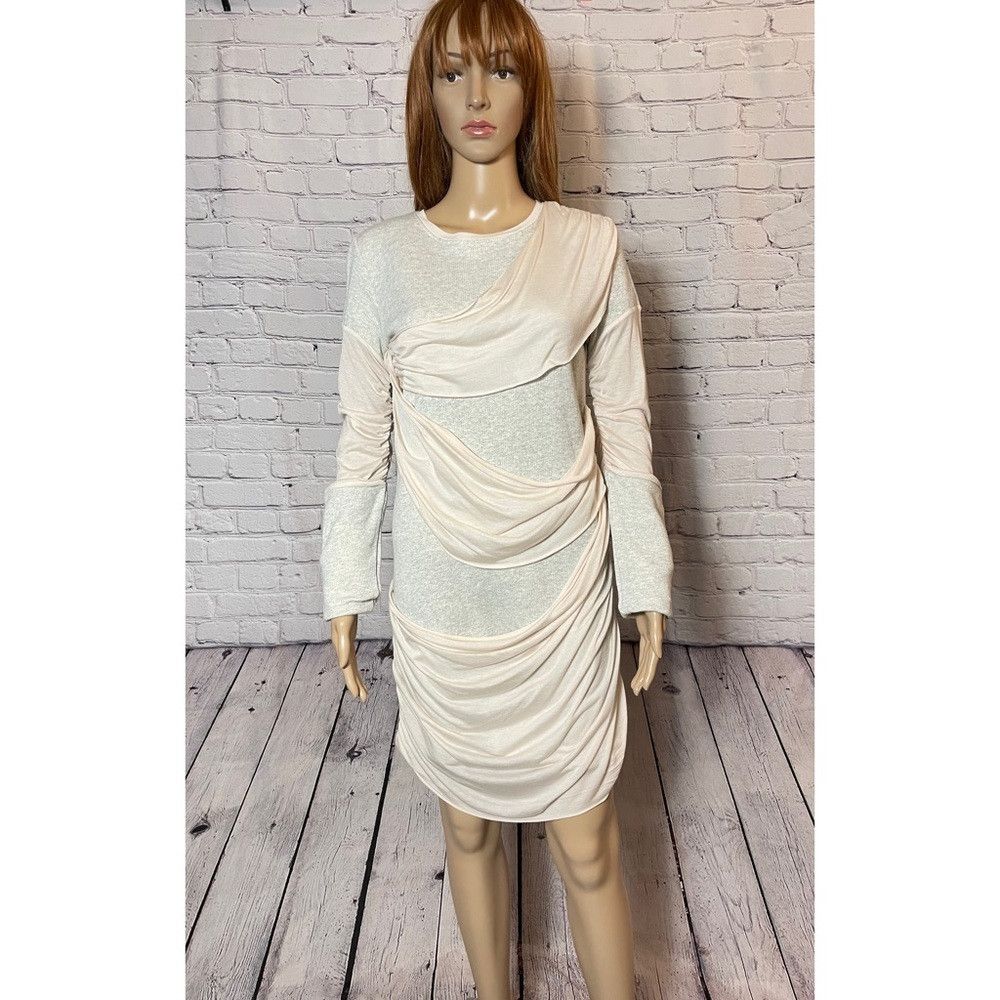 Other Pencey Standard Grey Pink Draped Long Sleeve Mini Dress Siz Size L / US 10 / IT 46 - 2 Thumbnail