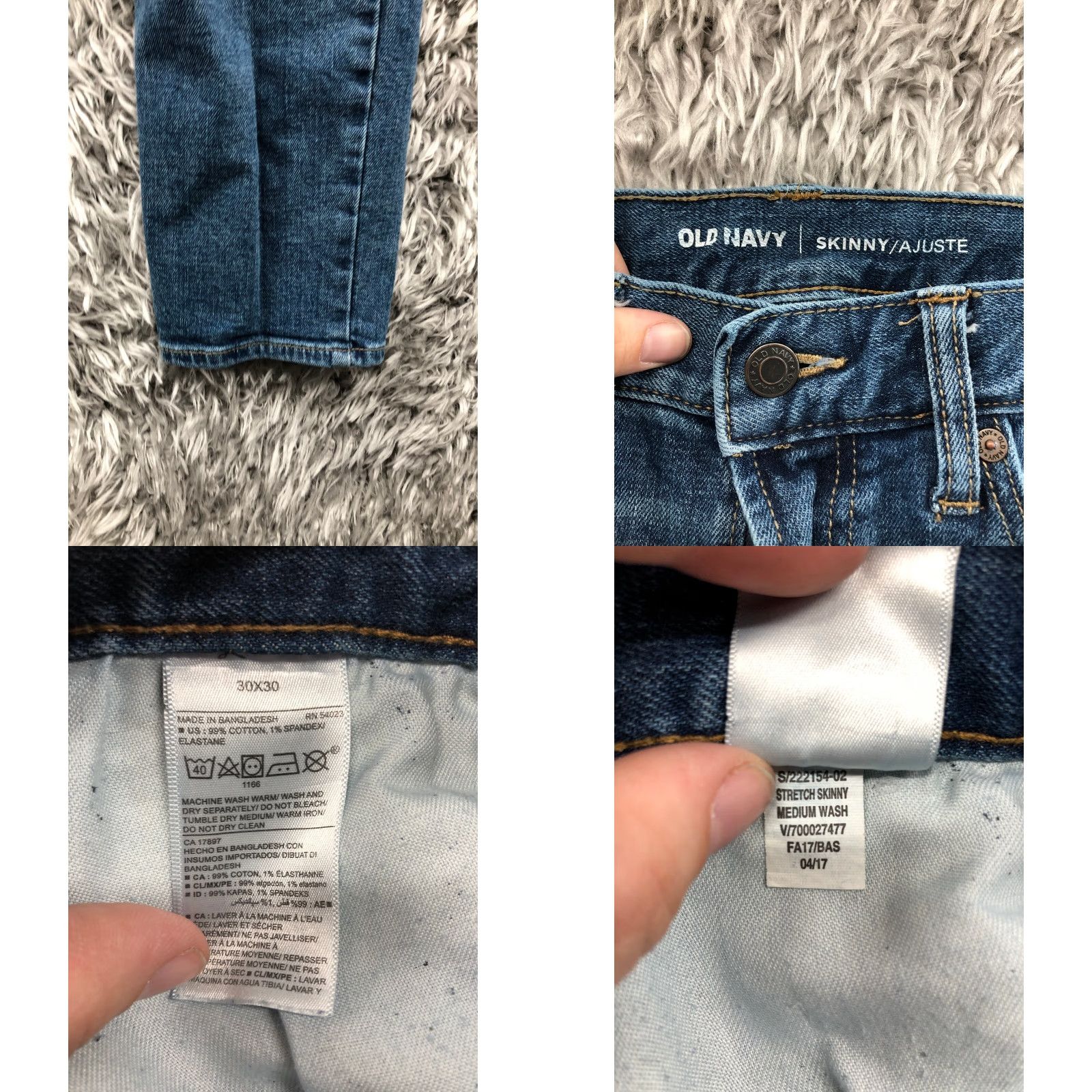 Old Navy Old Navy Jeans Skinny Mens 30x30 Dark Wash Blue Denim Cotton Blend Regular Mid Rise 5-Pocket Size US 30 / EU 46 - 8 Thumbnail