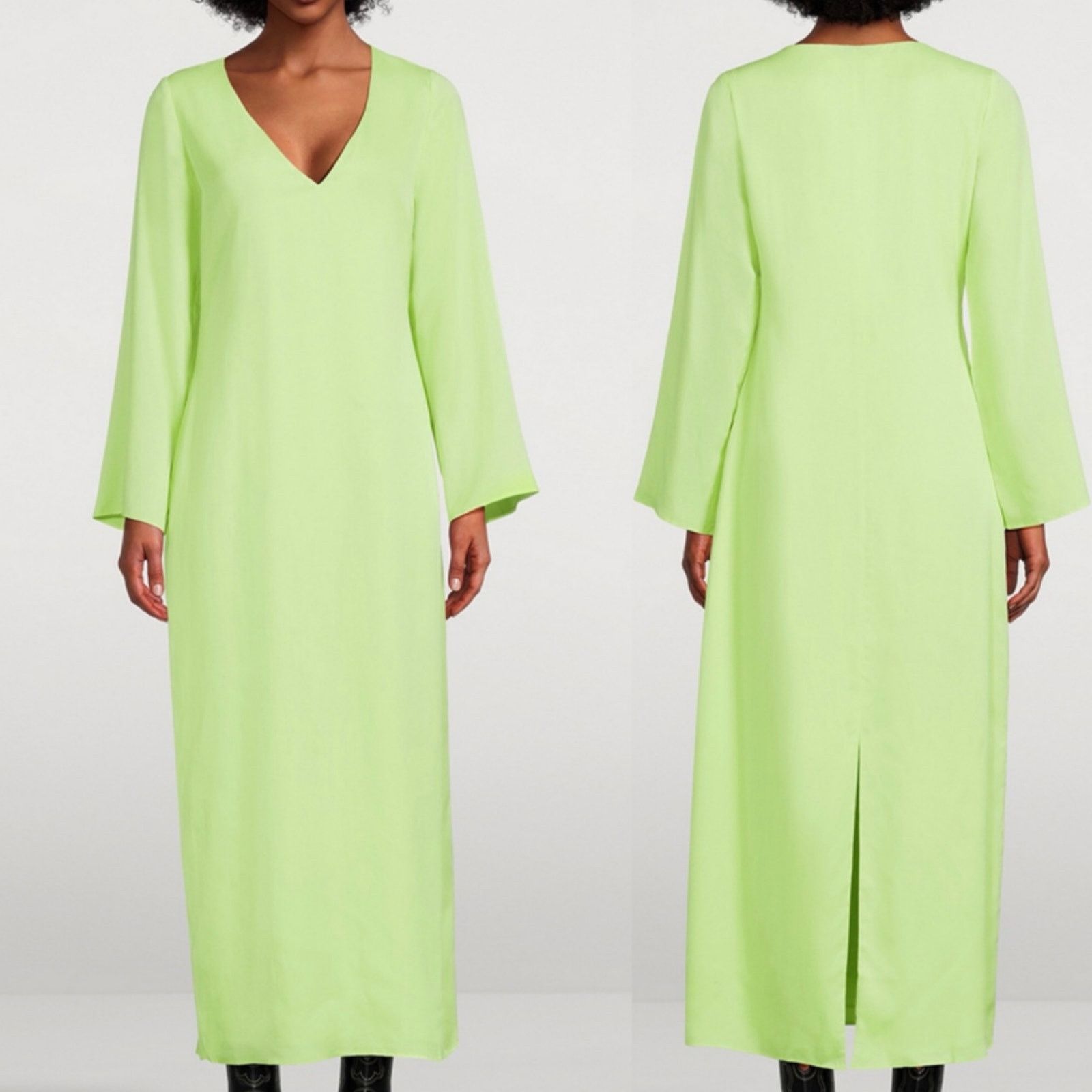 Mara Hoffman NWT MARA HOFFMAN Naliyah V-Neck Midi Dress in neon green 6 Size M / US 6-8 / IT 42-44 - 1 Thumbnail