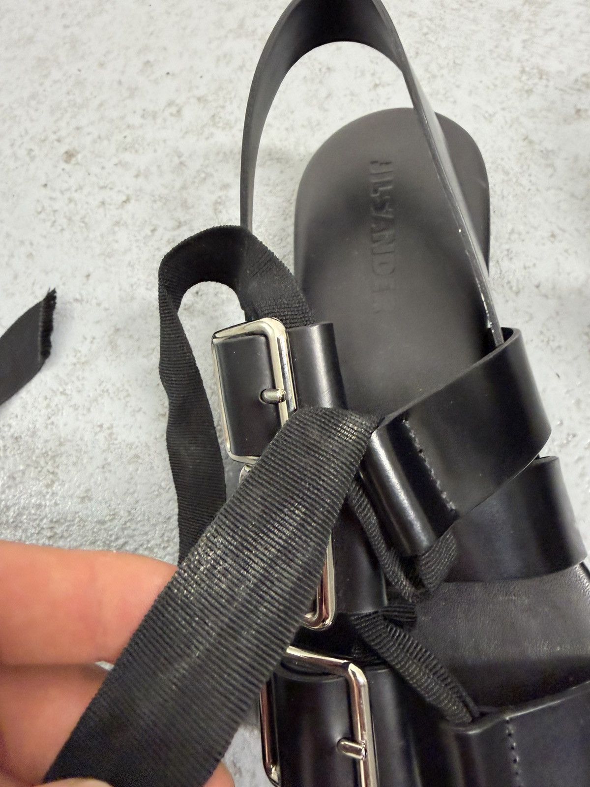 Jil Sander Jil Sander Black Leather Buckle Sandals With Ribbon Size US 8 / IT 38 - 6 Thumbnail