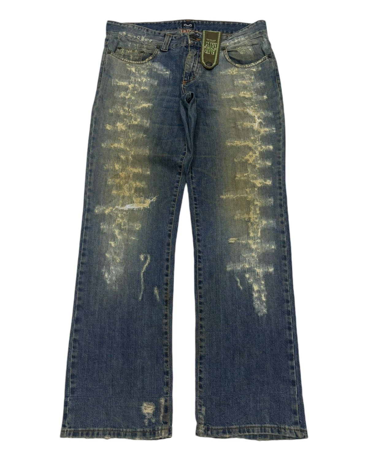 Dolce & Gabbana × If Six Was Nine × Le Grande Bleu (L.G.B.) 🐎 DOLCE & GABBANA ARMY BATTALION DISTRESSED DENIM JEANS Size US 34 / EU 50 - 1 Thumbnail