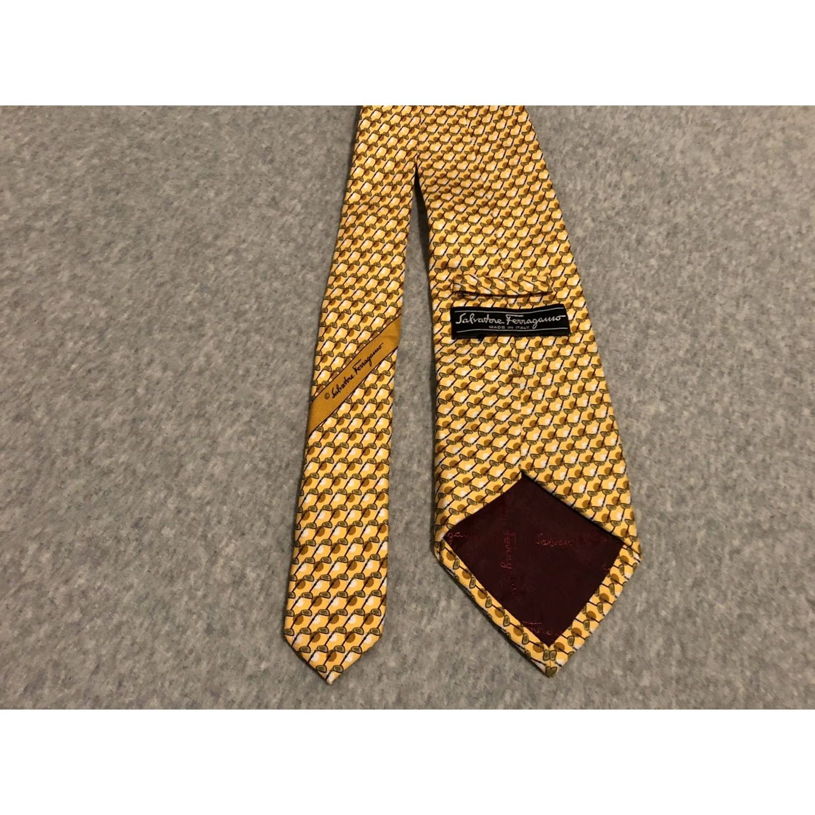 Salvatore Ferragamo Salvatore Ferragamo Tie Golf Pattern Yellow Silk Necktie 58 inches Men Mens Classic 57"-60" Italy Size ONE SIZE - 2 Thumbnail