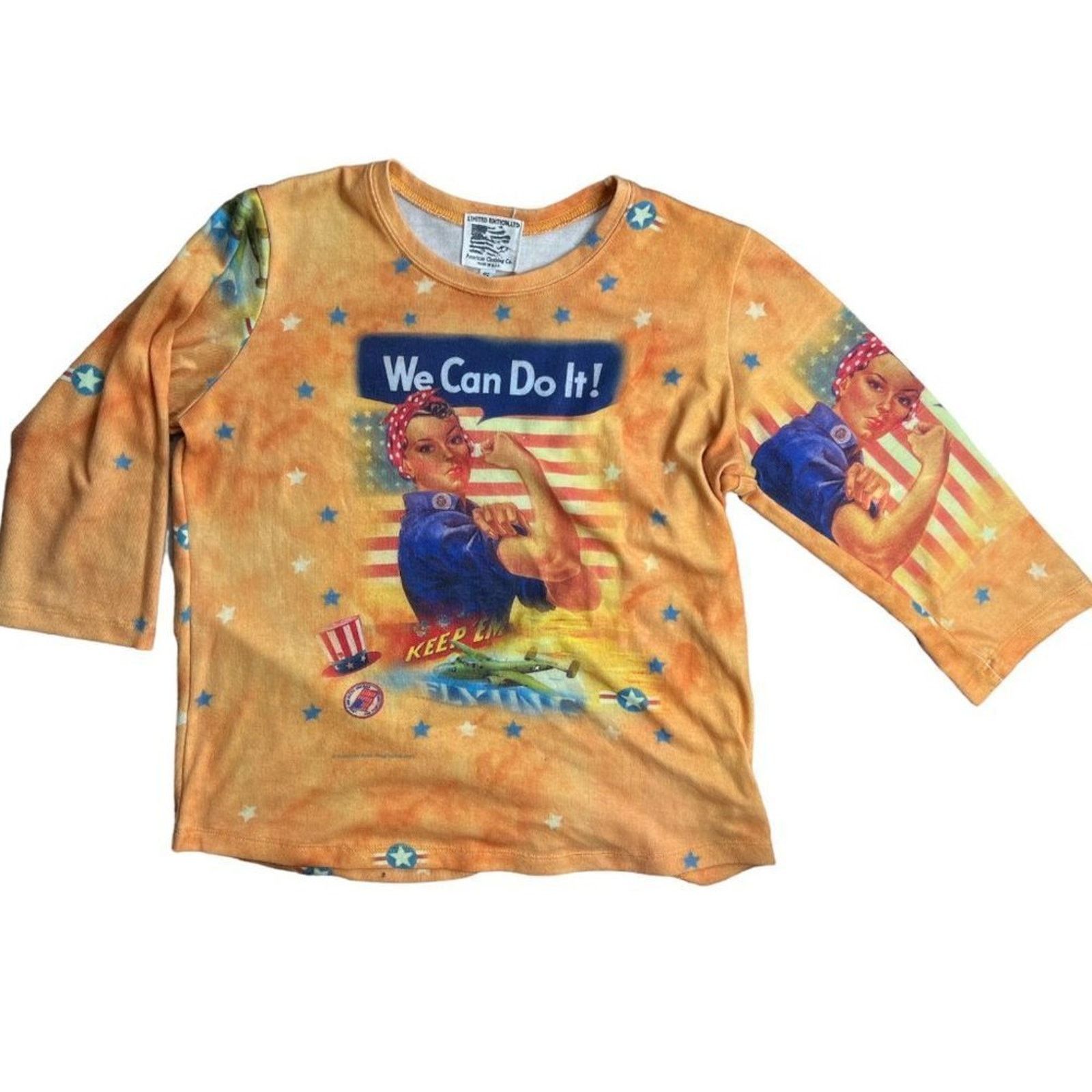 Vintage Y2k Rosie The Riveter Orange 3/4 Sleeves Shirt Top Small Size S / US 4 / IT 40 - 6 Thumbnail