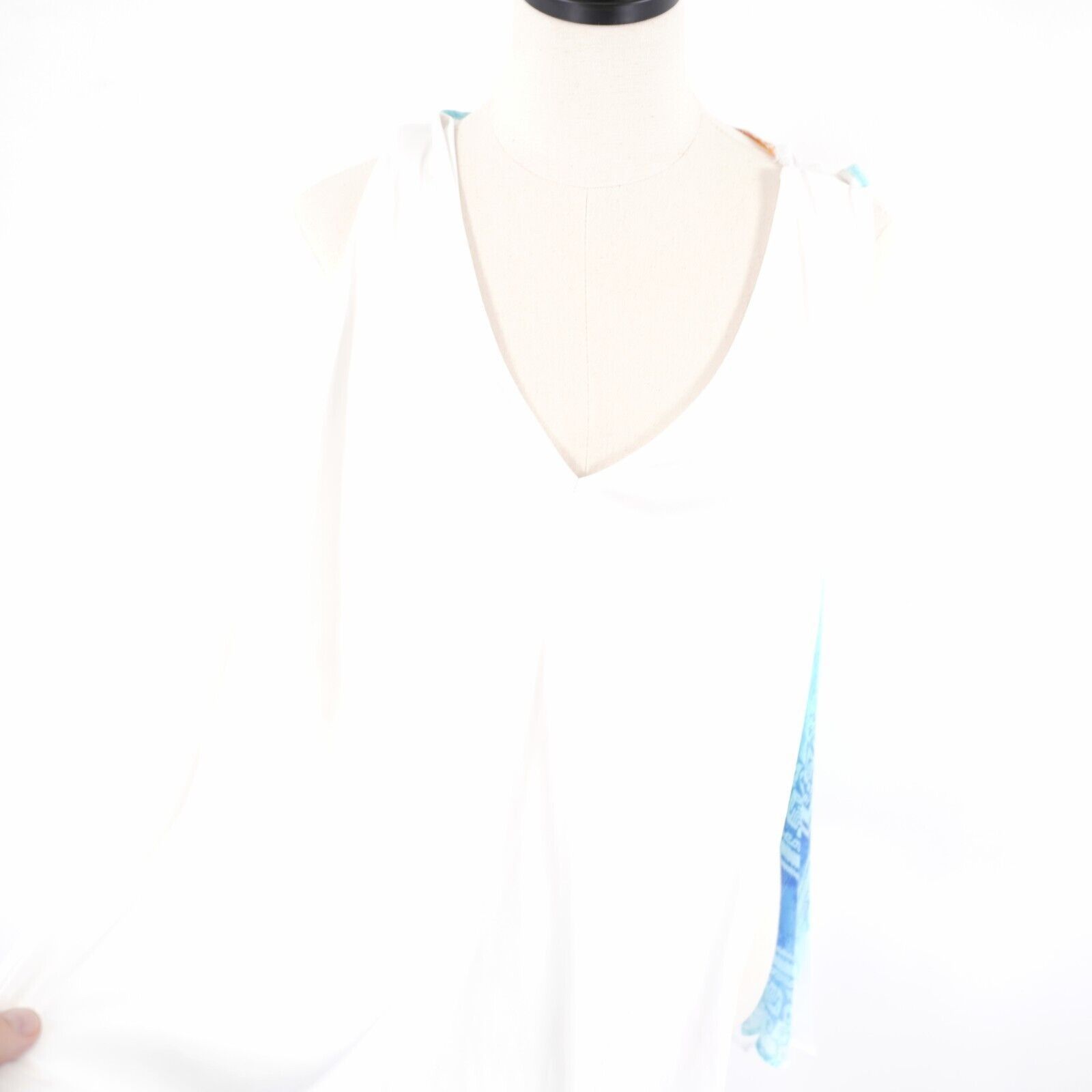 Designer Hearts Of Palm Orange Blue Floral V-Neck Tunic Sleeveless Si Size XXL / US 16-18 / IT 52-54 - 6 Thumbnail