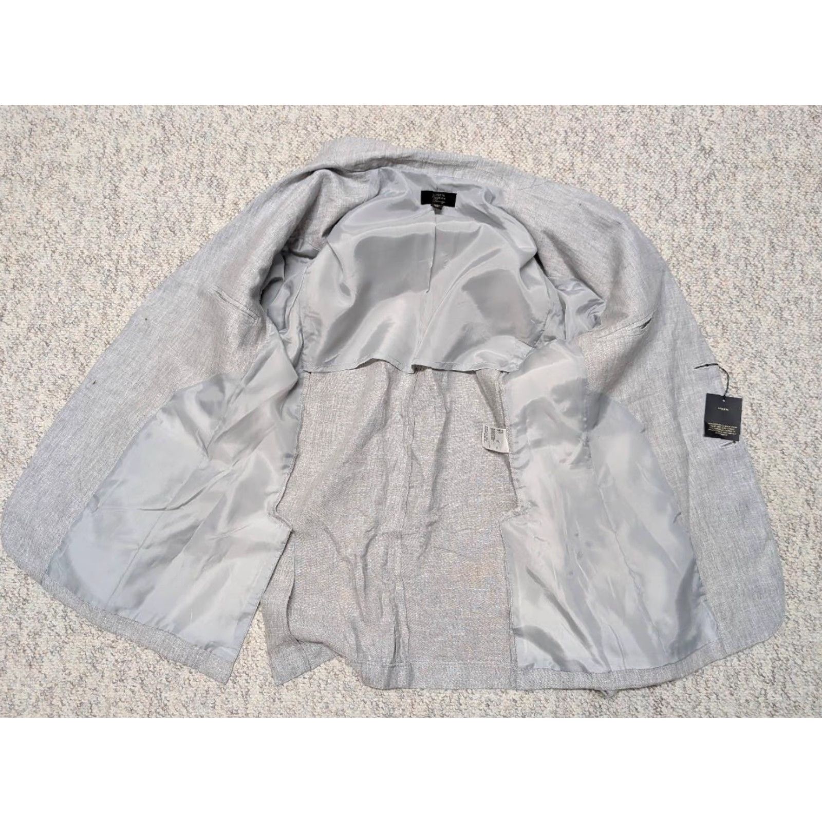 Club Room VINTAGE Club Room Blazer Shirt Mens 38R Slate Gray Linen Blazer NWT Hatched Two-Button Notch Lapel Dun Size 38R - 3 Thumbnail