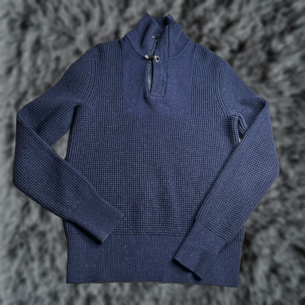 Banana Republic Banana Republic Men’s Waffle Knit Half Zip Sweater Blue Size M Size US M / EU 48-50 / 2 - 1 Thumbnail