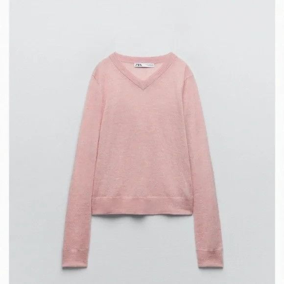 Zara Zara Wool Blend V-Neck Sweater Pale Pink Size S / US 4 / IT 40 - 9 Thumbnail
