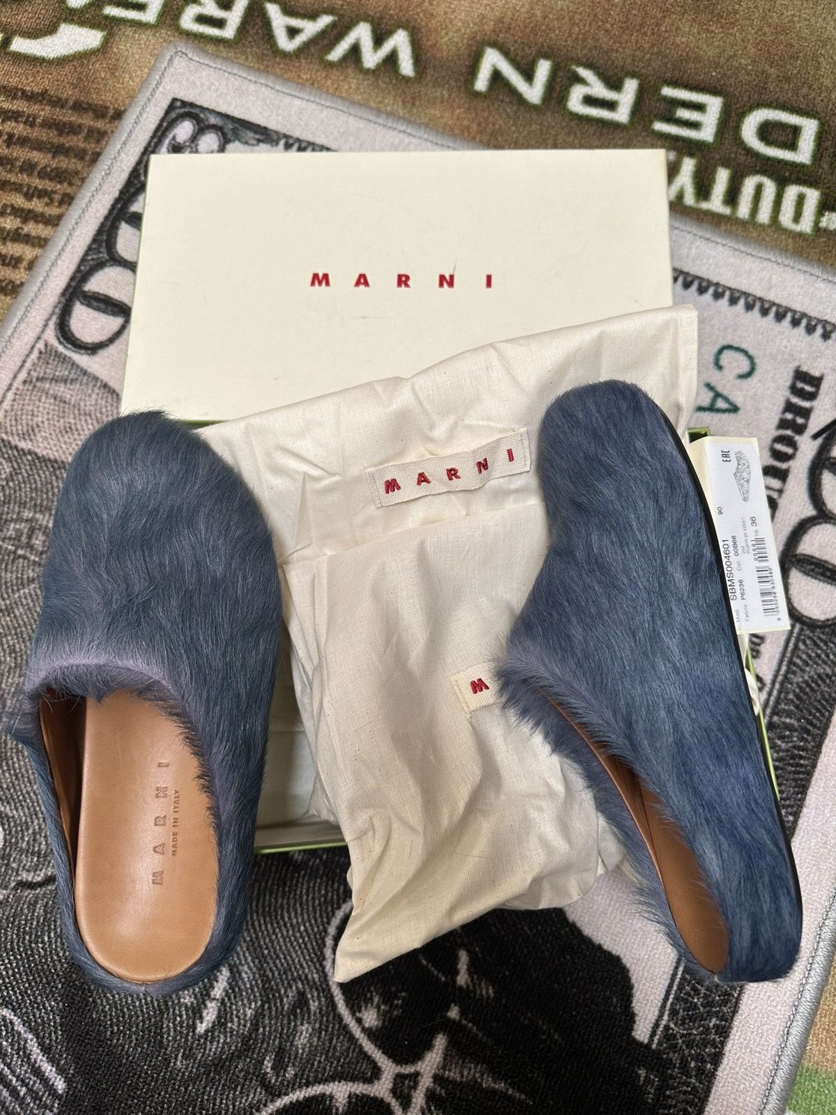 Marni MARNI Long Hair Calfskin Fussbett Sabot Mule Size US 6 / IT 36 - 1 Thumbnail