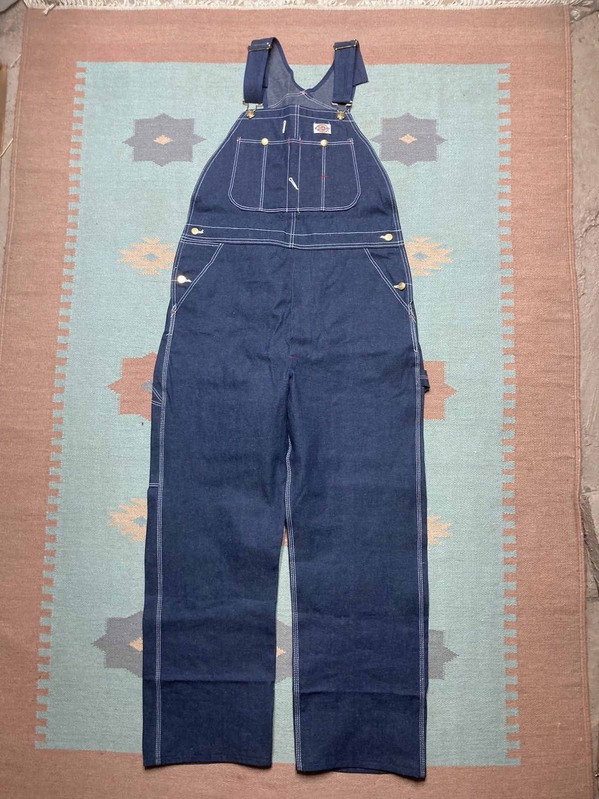 Vintage 80s dickies denim overalls NOS raw denim farm work USA 38x32 Size US 38 / EU 54 - 1 Thumbnail