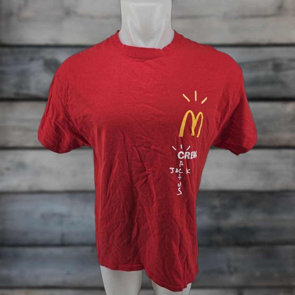 Hanes Travis Scott x McDonalds Crew Cactus Jack Red T Shirt Hanes Men L Short Sleeve Crew Neck 100% Cotton Size US L / EU 52-54 / 3 - 1 Thumbnail
