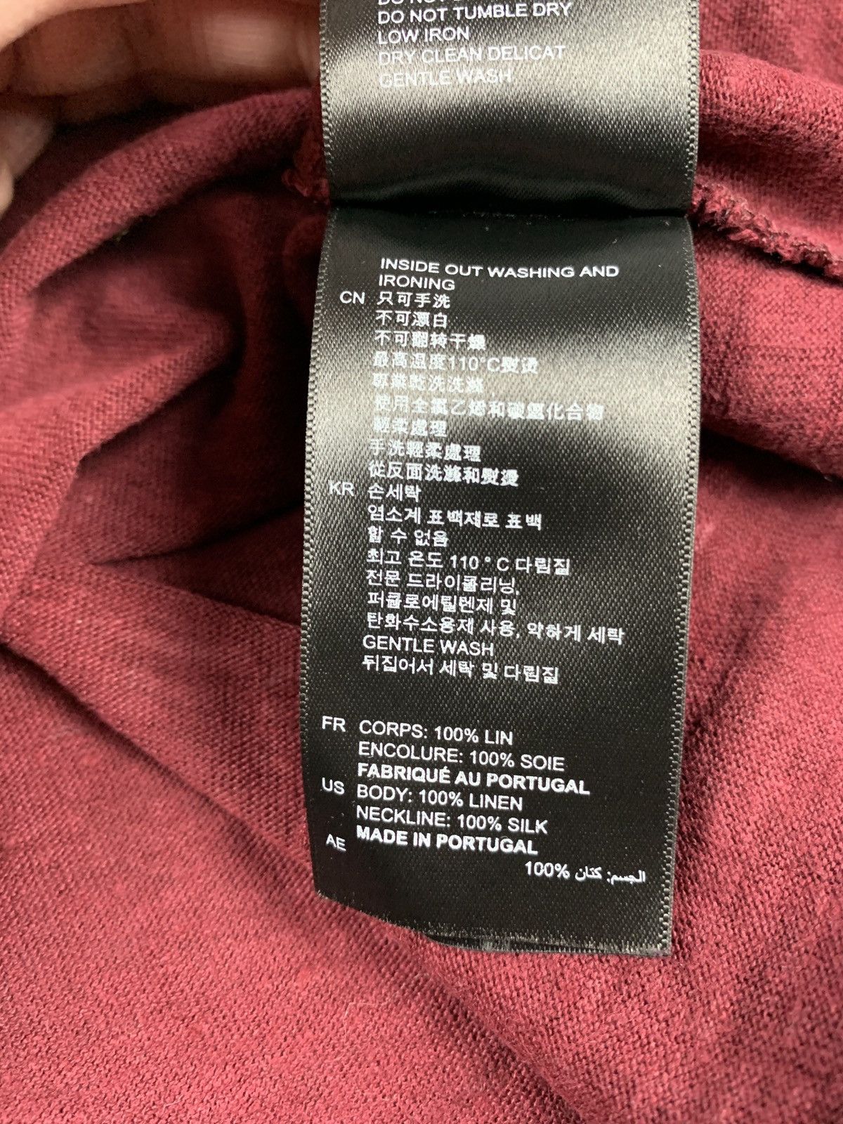 Sandro Sandro Paris V-Neck Linen T-Shirt Burgundy Size L Luxury Top Size S / US 4 / IT 40 - 7 Thumbnail