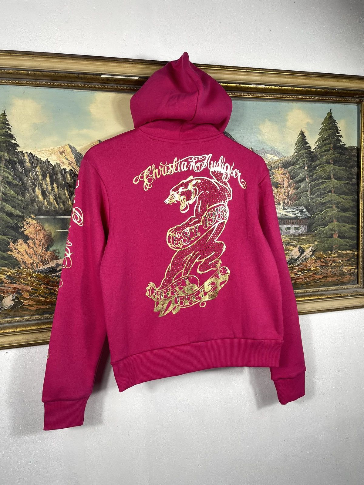 Christian Audigier × Ed Hardy × Vintage Ed Hardy Retro 00s Hoodie With Crystals Affliction Grunge Size US XS / EU 42 / 0 - 7 Thumbnail