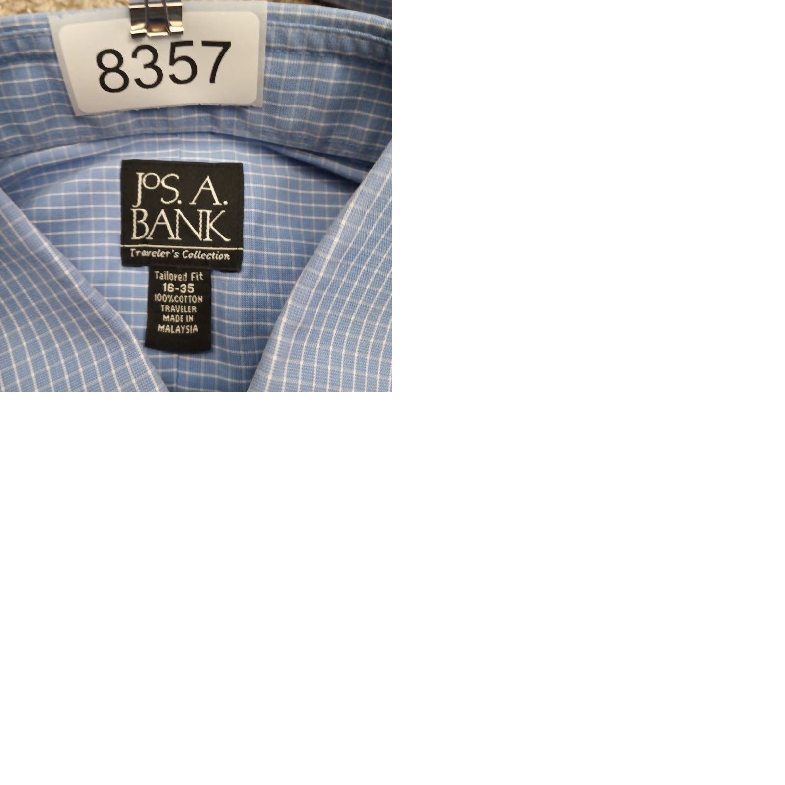 Jos. A. Bank Jos A Bank Shirt Mens Size 16 Blue Plaid Long Sleeve Button Up Cotton Size US L / EU 52-54 / 3 - 9 Thumbnail