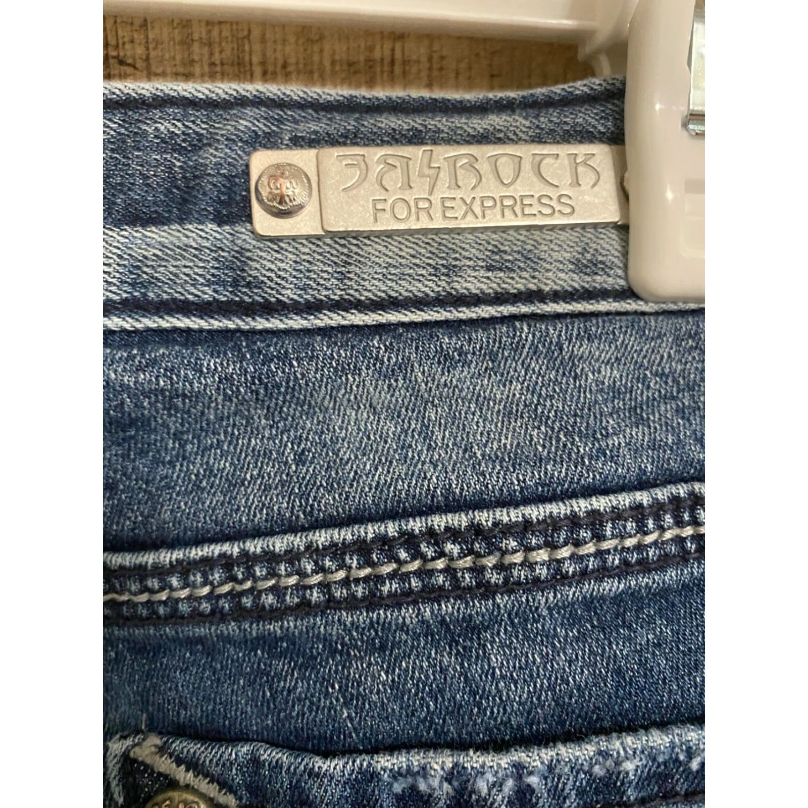 Express Express Jeans Bootcut Womens 4R Blue Denim Rerock For Express Regular Stretch Medium Wash - Cotton Blend - Zipper - Solid - Denim - Blue - 4R - ... Size 27" / US 4 / IT 40 - 3 Thumbnail
