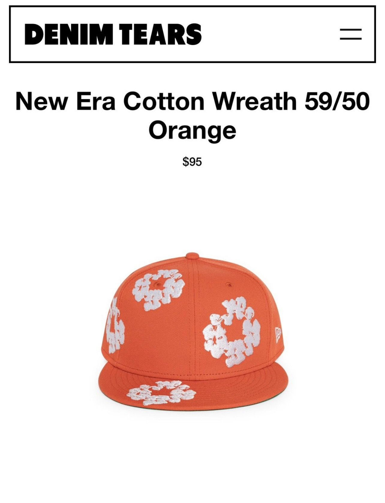 image of Denim Tears X New Era Cotton Wheat 59/50 Orange, Men's