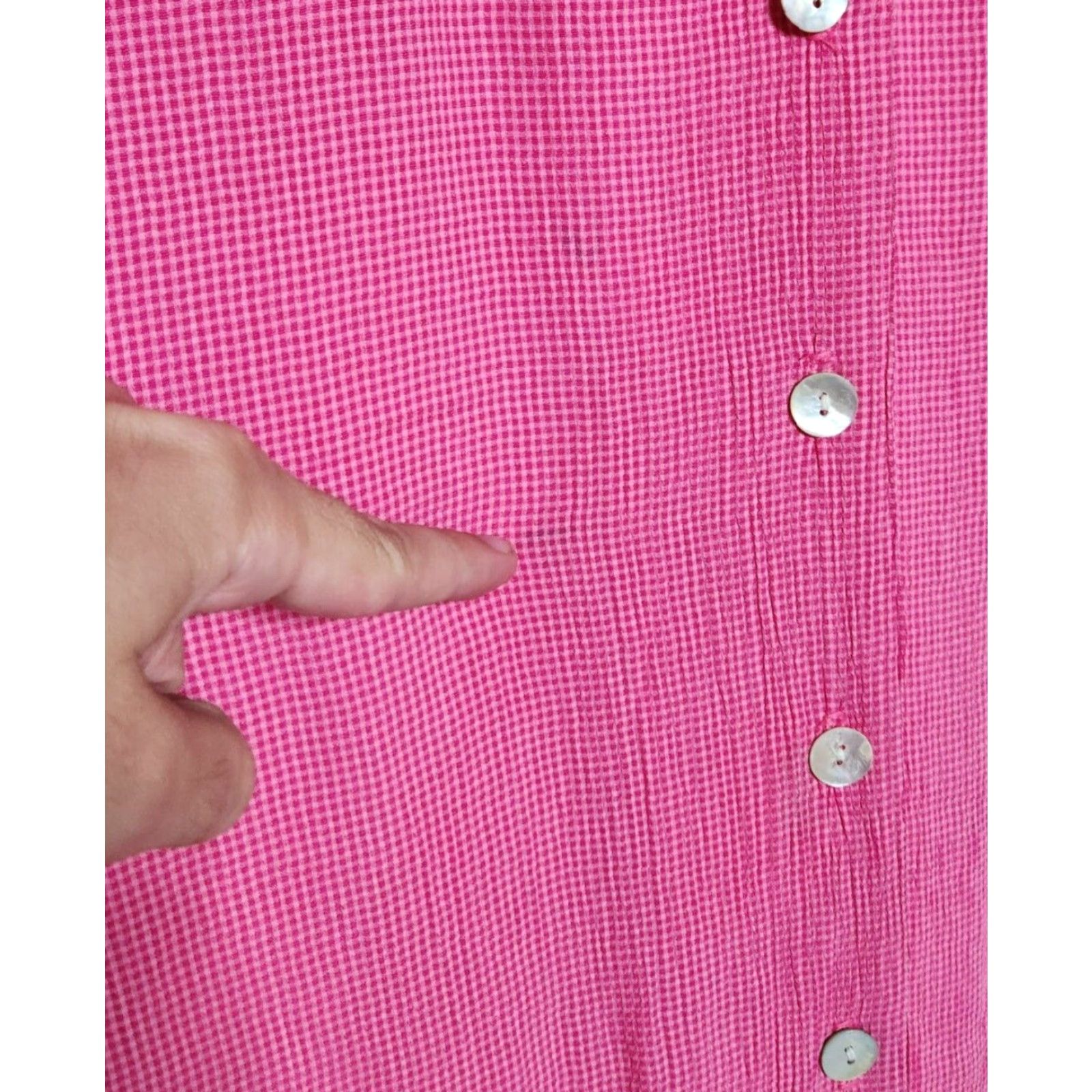 Talbots Talbots Womens Dress Button Front Maxi Gingham Short Sleeve Shoulder Pads Pink 8 Size 30" / US 8 / IT 44 - 7 Thumbnail