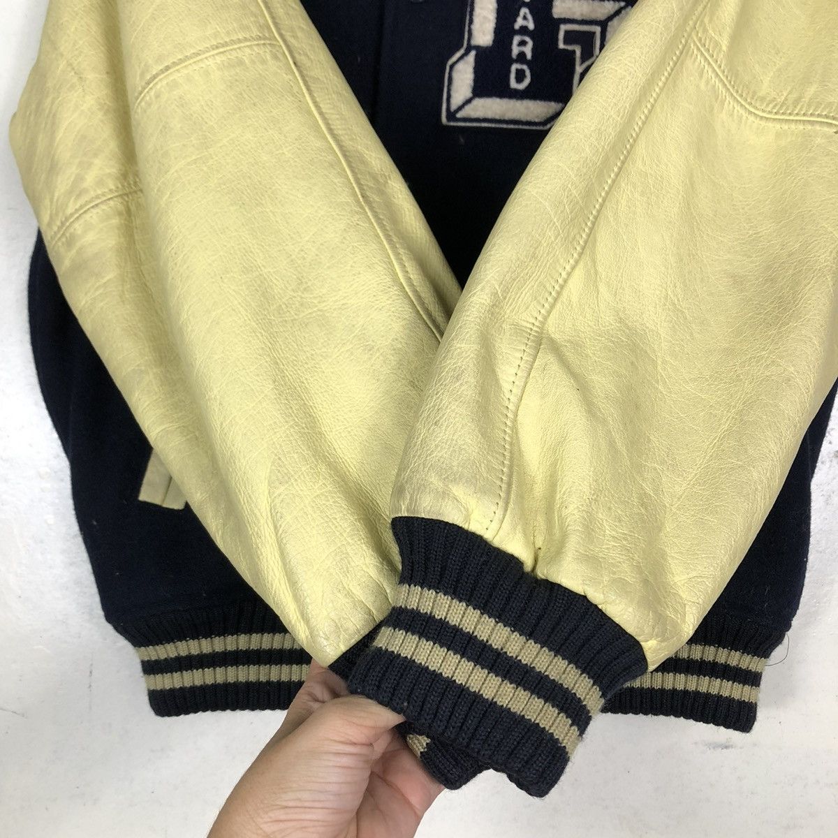 Vintage 🔥VINTAGE VARSITY JACKET LEATHER JUMPER HAVARD BASEBALL Size US L / EU 52-54 / 3 - 15 Thumbnail