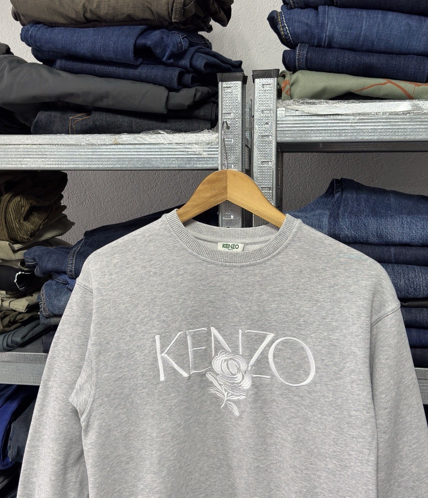 Kenzo KENZO Paris Flower Icon Gray Sweatshirt Made in Portugal Size XS / US 0-2 / IT 36-38 - 2 Thumbnail