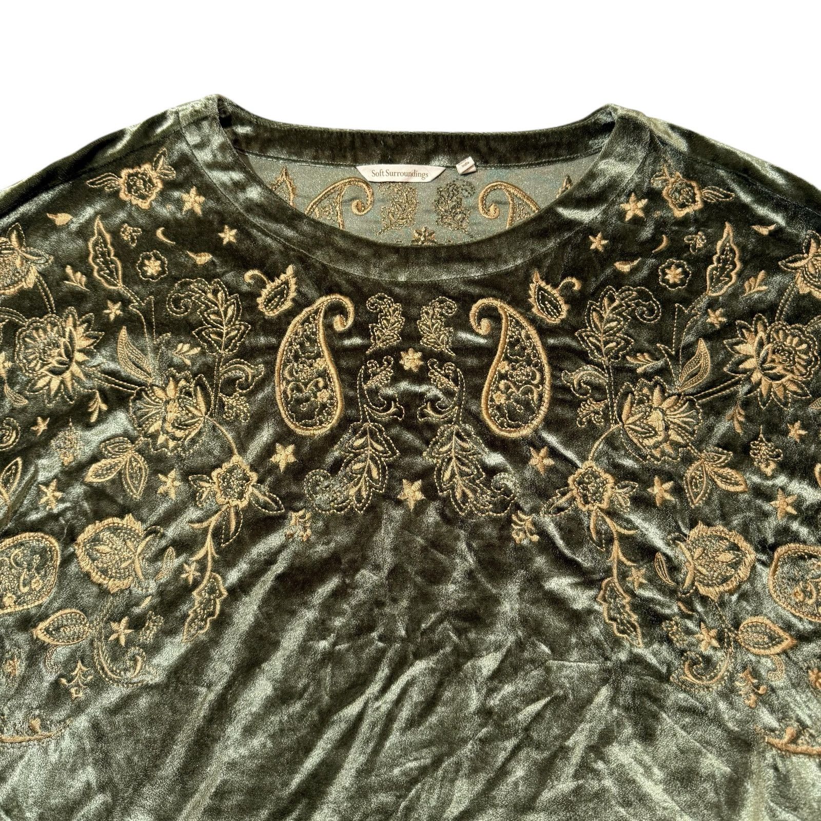Other Soft Surroundings Helena Tunic Embroidered Velvet Top PXL Size XL / US 12-14 / IT 48-50 - 3 Thumbnail