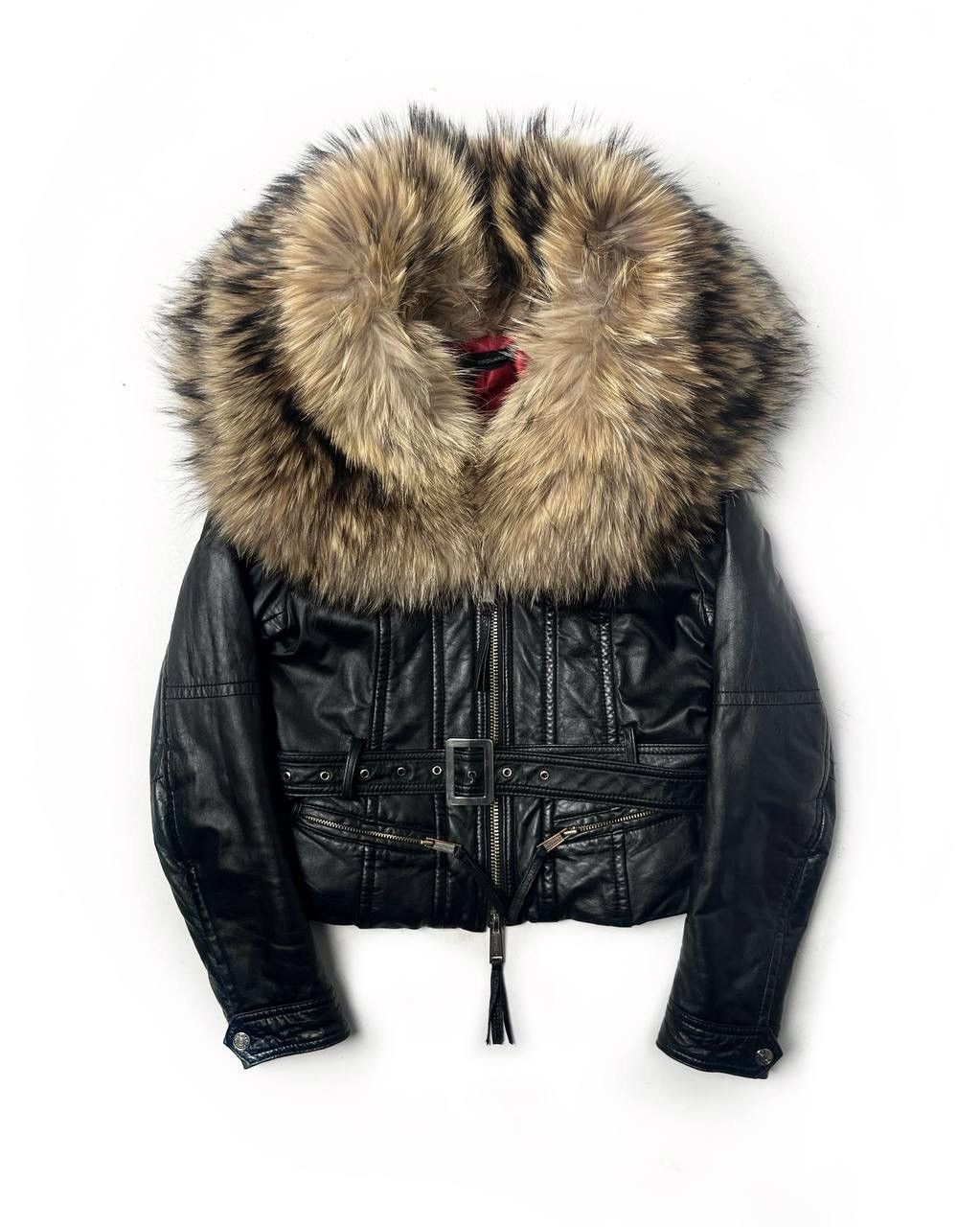 Dsquared2 Dsquared2 FW07 Coyote Fur Collar Cropped Leather Jacket Size S / US 4 / IT 40 - 1 Thumbnail