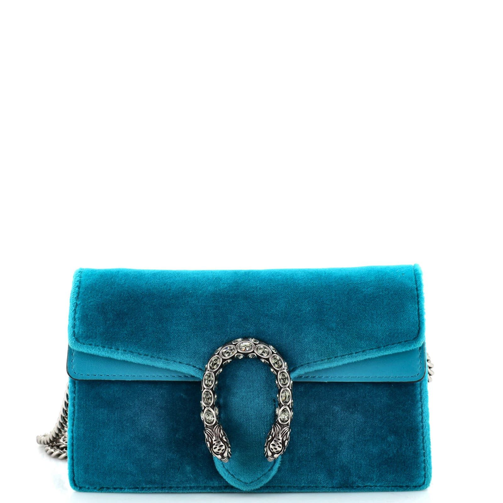 image of Gucci Dionysus Bag Velvet Super Mini in Blue, Women's