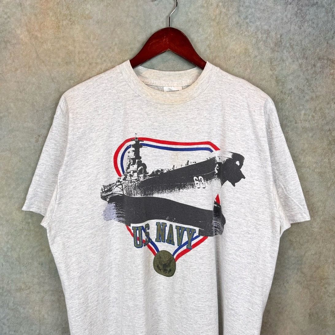 Tultex × Vintage VTG 90s US Navy T Shirt Sz XL Gray Military Single Stitch Size US XL / EU 56 / 4 - 2 Thumbnail