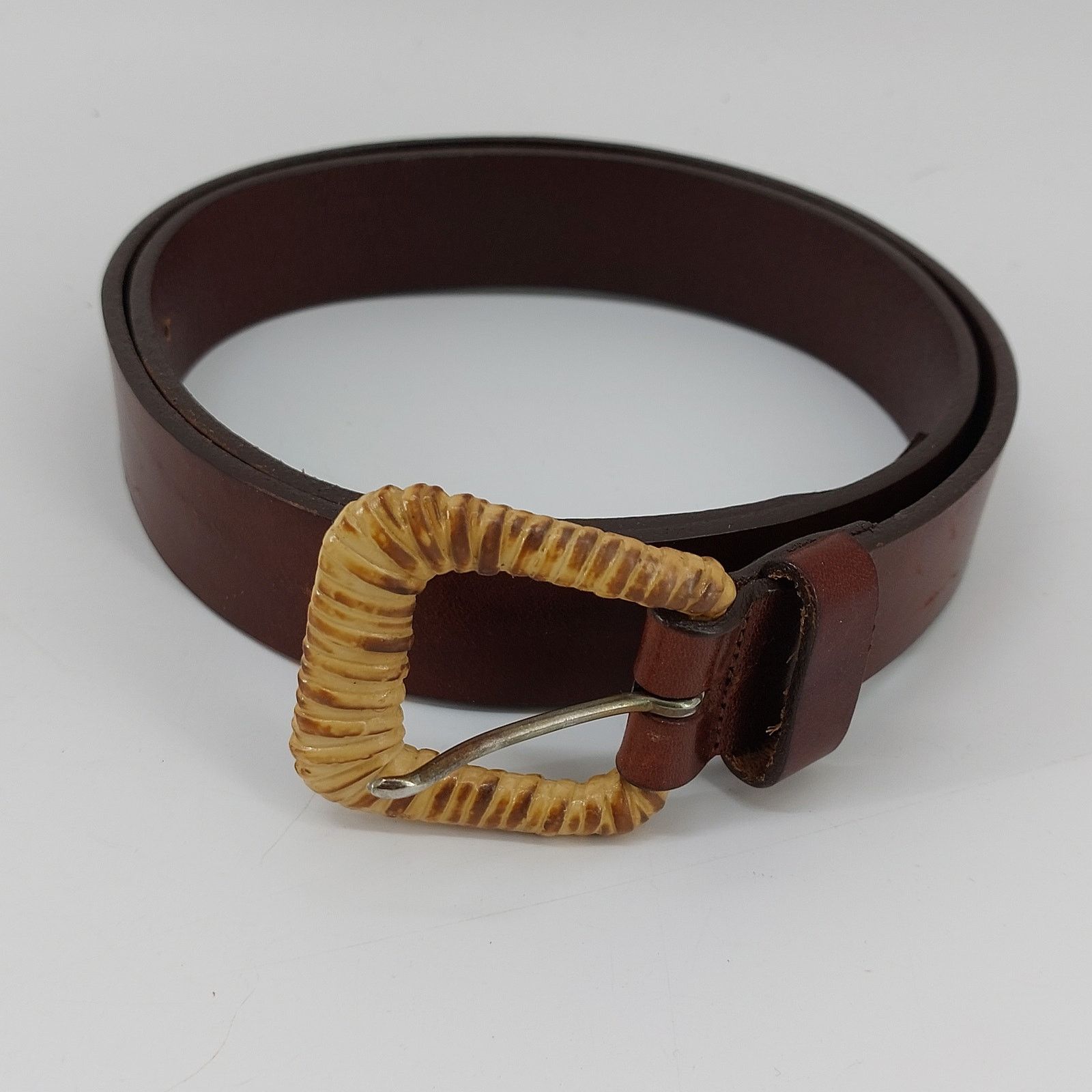 Other Talbots Italian Saddle Leather Belt Brown Wicker L Size ONE SIZE - 2 Thumbnail