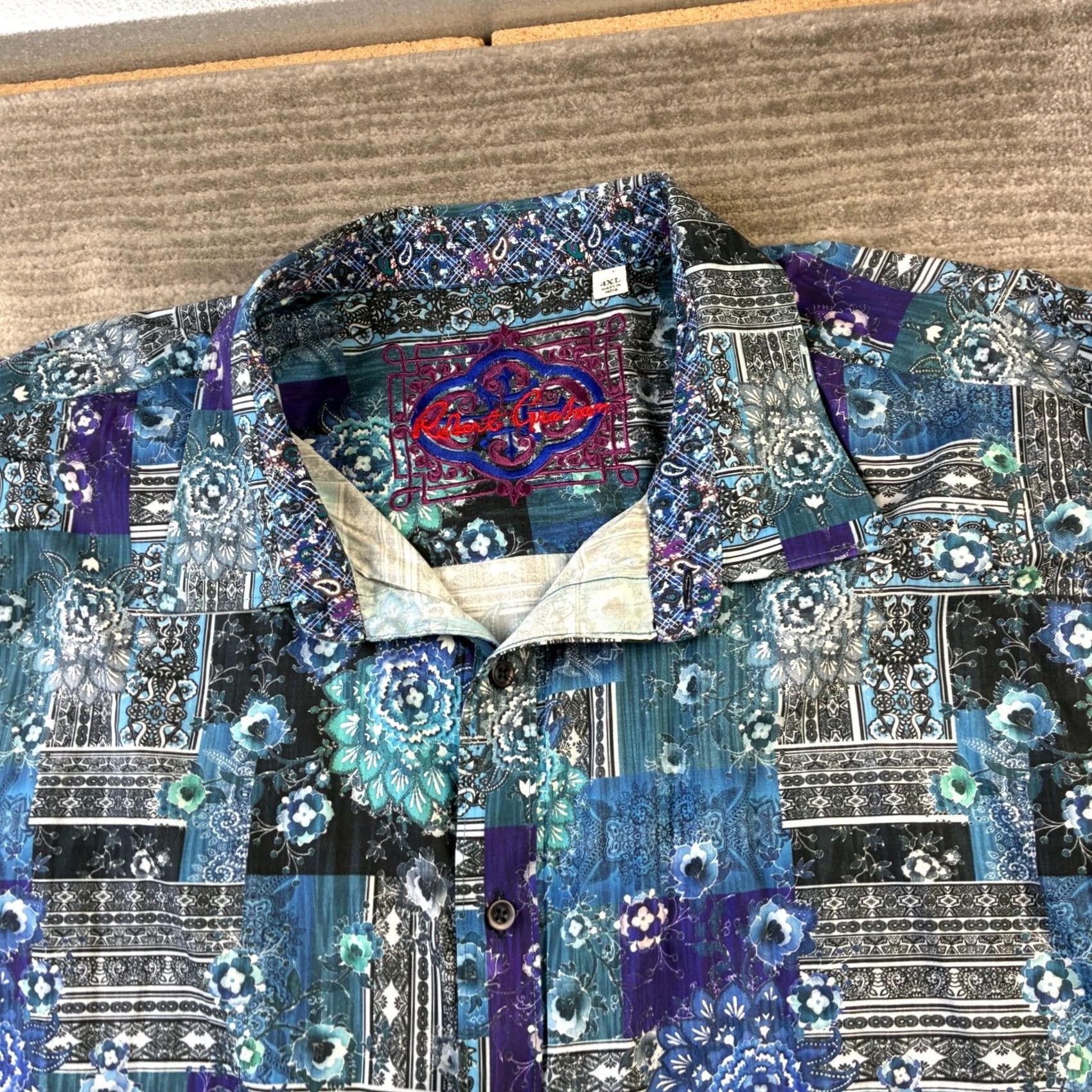 Robert Graham Robert Graham Shirt Mens 4XL Blue Paisley Button-Up Long Sleeve Holiday/All Seasons Mens LG Crew? Size US XXL / EU 58 / 5 - 3 Thumbnail