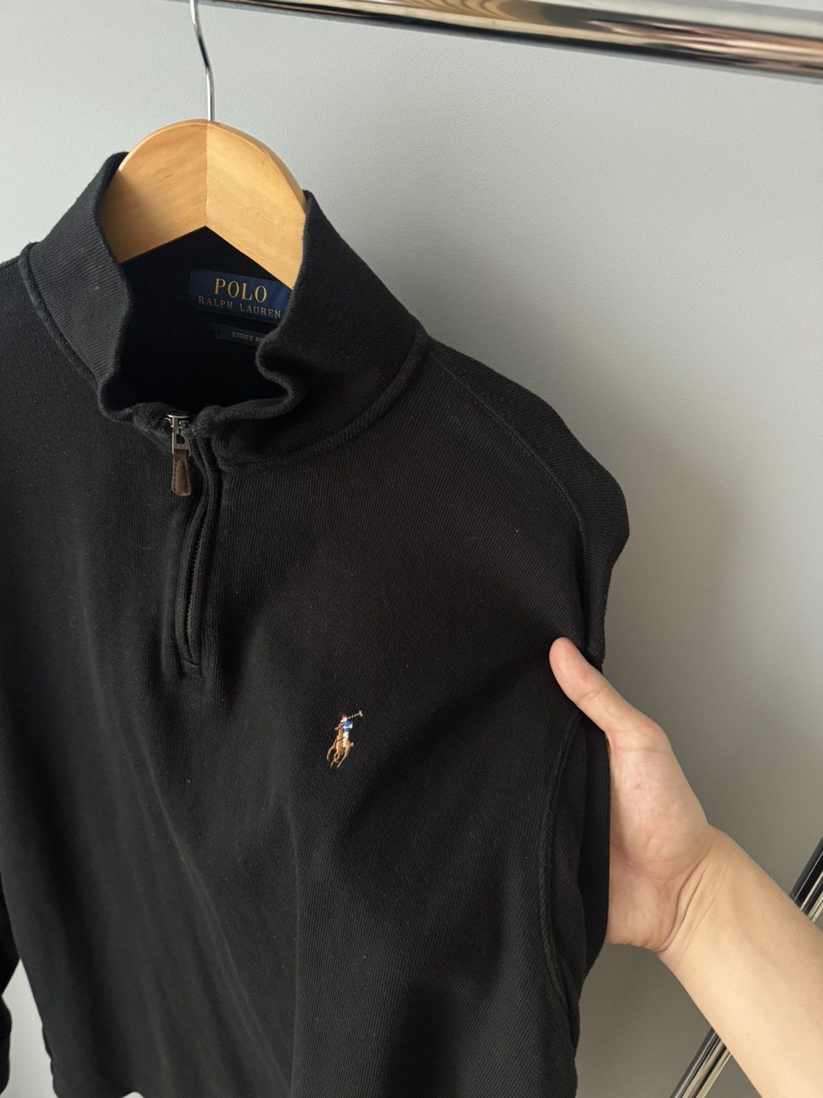 Polo Ralph Lauren Polo Ralph Lauren Vintage 1/3 Zip Sweater Knitwear Black L Size US L / EU 52-54 / 3 - 3 Thumbnail