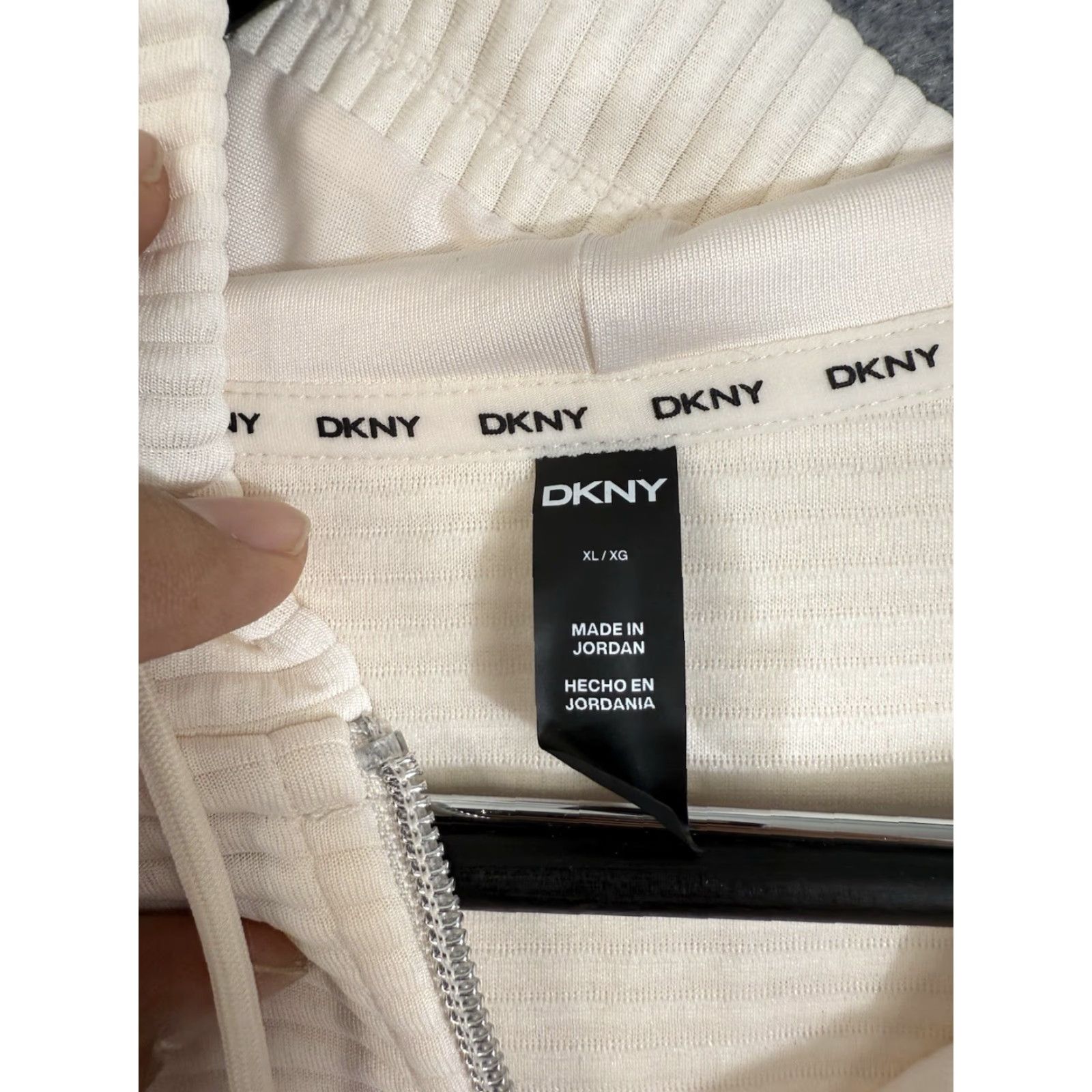 DKNY DKNY Full Zip Hoodie Womens XL Sand Ivory Ribbed Stretch Lined Pockets NWT Outdoor Casual Thermal Size XL / US 12-14 / IT 48-50 - 5 Thumbnail