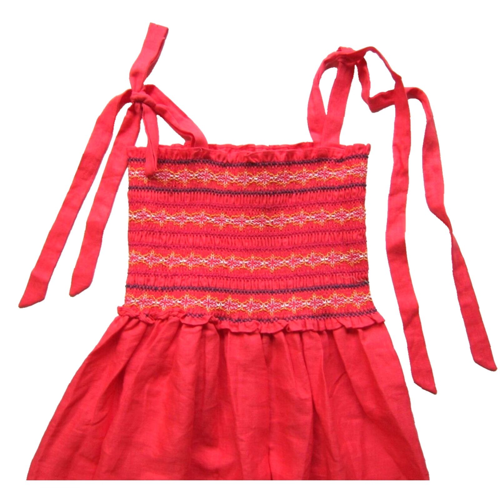 Vintage VINTAGE NWT Cara Cara Linen Pink Hibiscus Jenny Pocket Smock Tie Tank Sun Dress XL Size XL / US 12-14 / IT 48-50 - 4 Thumbnail