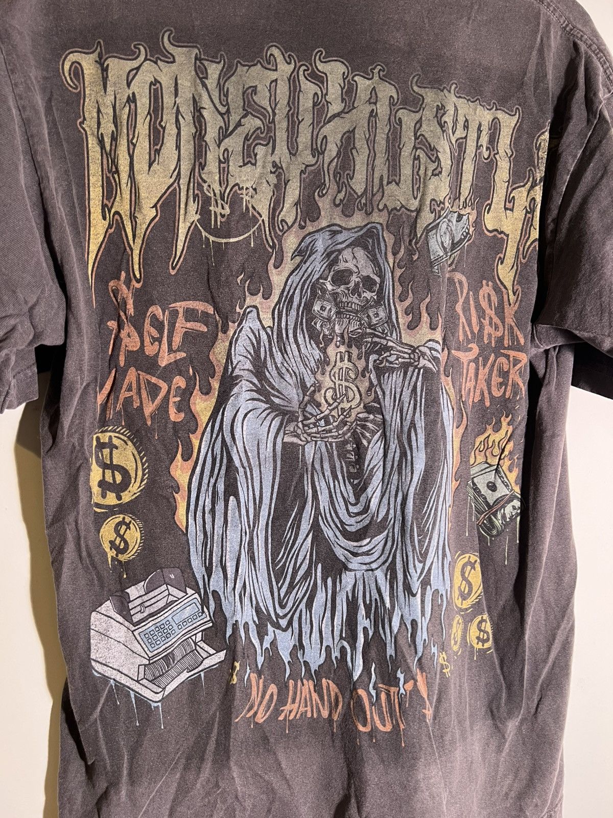 Vintage Money Hustle Grim Reaper Goth Streetwear Retro Indie T Shirt Size US M / EU 48-50 / 2 - 4 Thumbnail