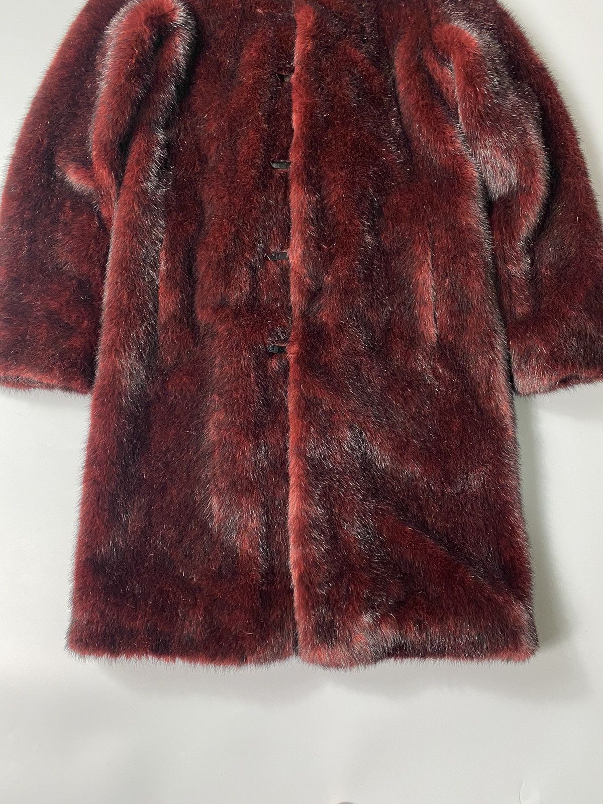 agnes b. Agnes B.- Burgundy Faux Fur Coat Size XS / US 0-2 / IT 36-38 - 4 Thumbnail