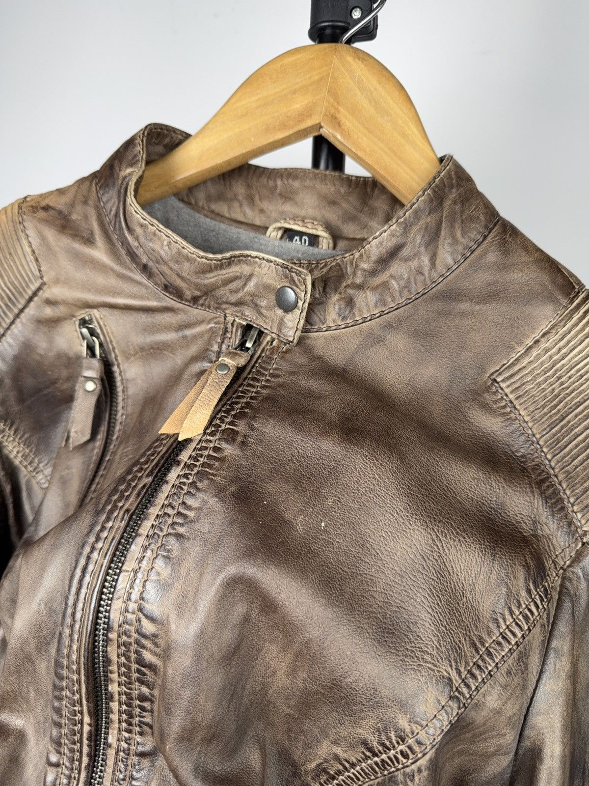 Genuine Leather Vintage 00s Brown Leather Moto Biker Jacket Distressed Style Size US S / EU 44-46 / 1 - 19 Thumbnail