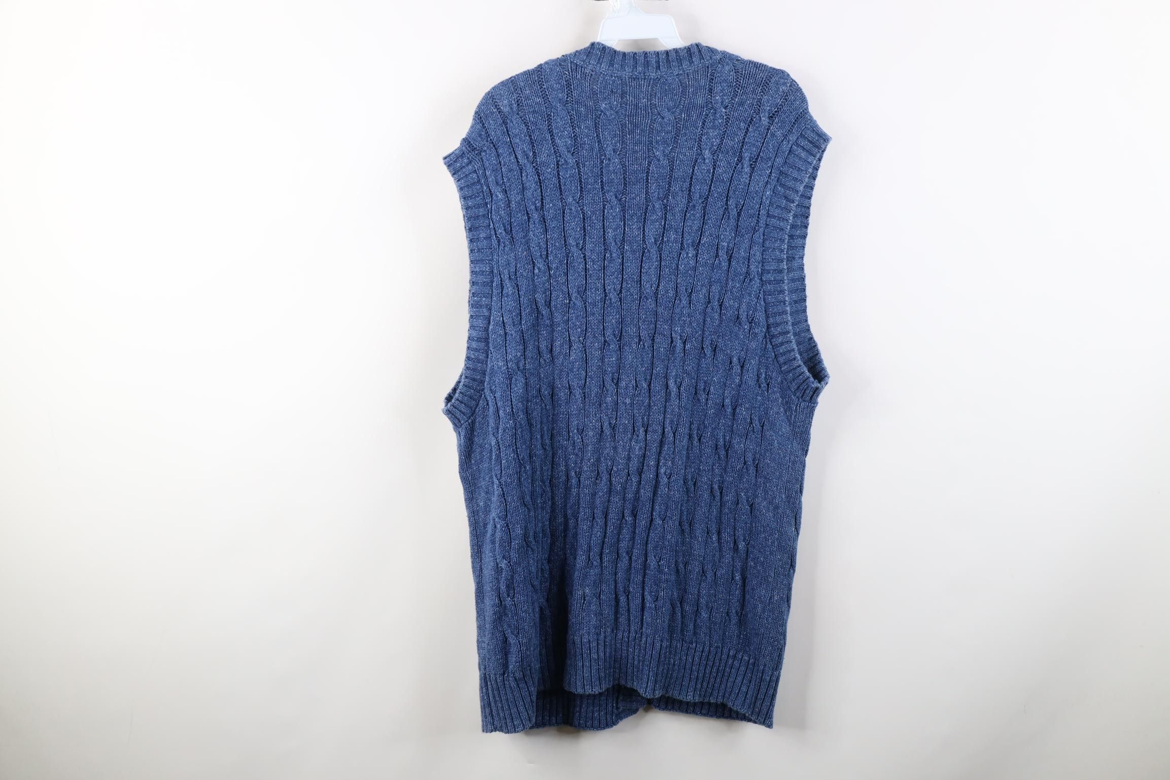 Vintage Vintage 90s Streetwear Cable Knit Sweater Vest Blue USA Size US XL / EU 56 / 4 - 8 Thumbnail