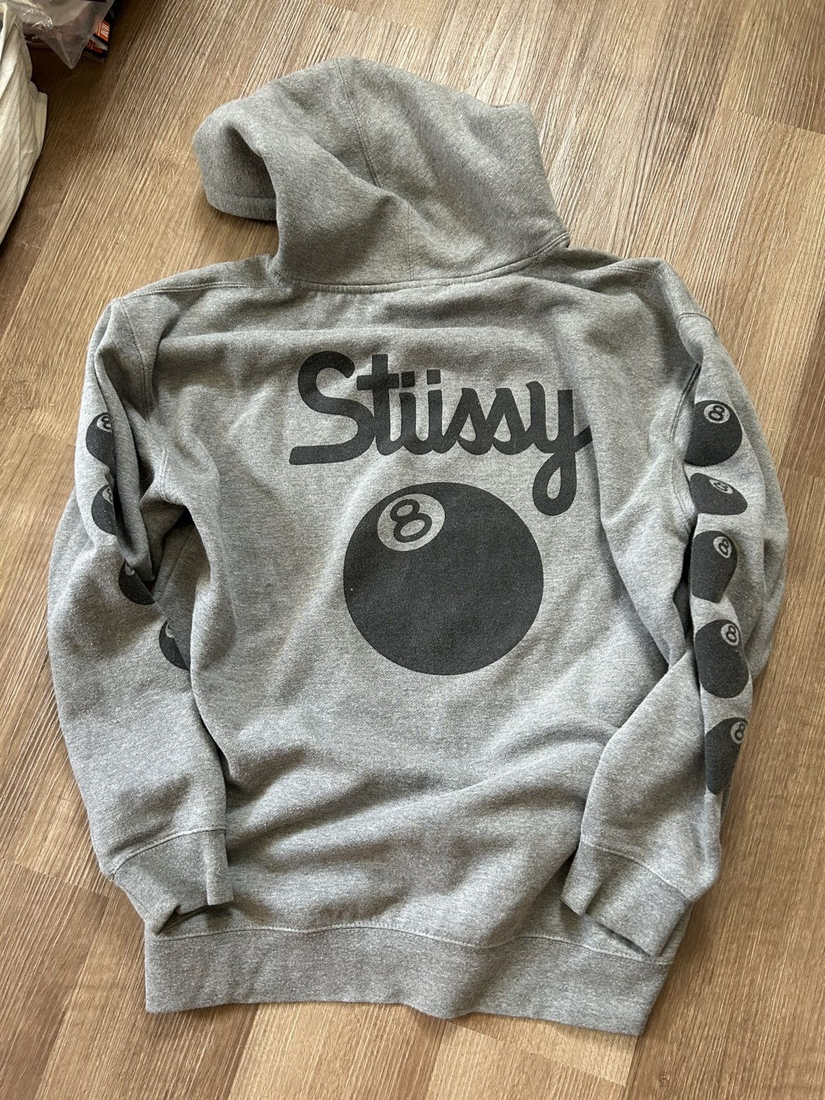 Stussy 8 buy BALL FADE HOODIE Gray M