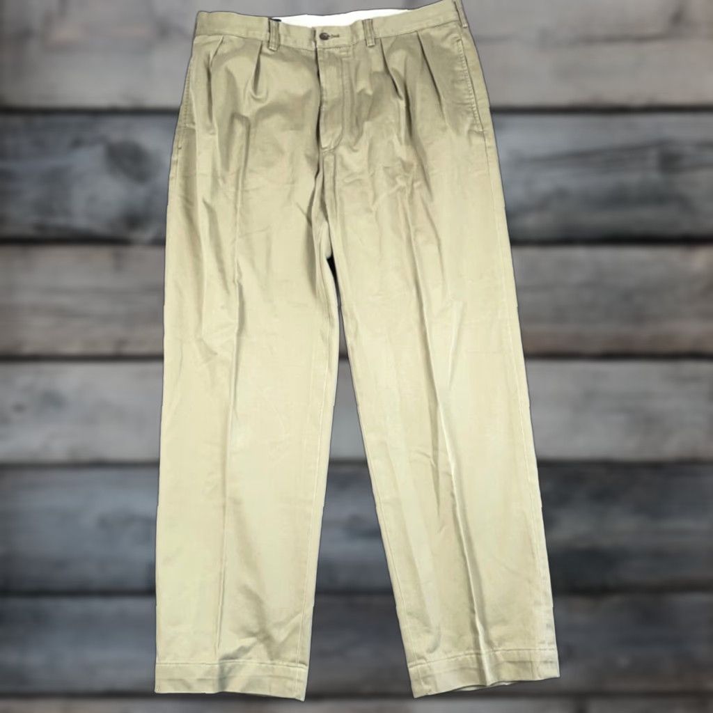Polo Ralph Lauren VINTAGE Polo Ralph Lauren Pleated Chino Pants Mens 36 x 29 Beige Regular Straight 36/32 Tag Retro Preppy Mens Size US M / EU 48-50 / 2 - 1 Thumbnail