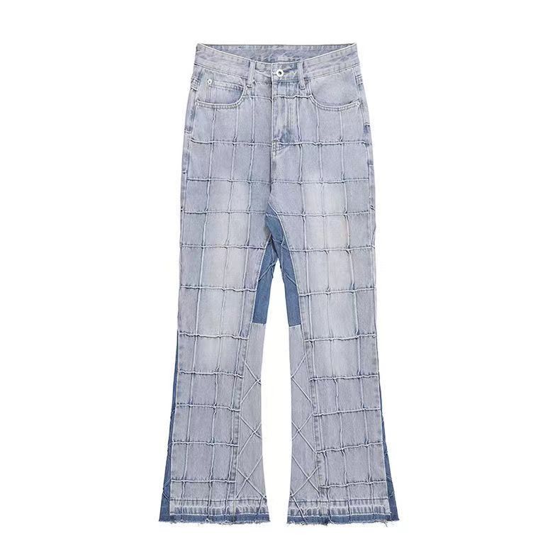 Japanese Brand High street washed distressed plaid micro-flared jeans Size US 32 / EU 48 - 7 Thumbnail