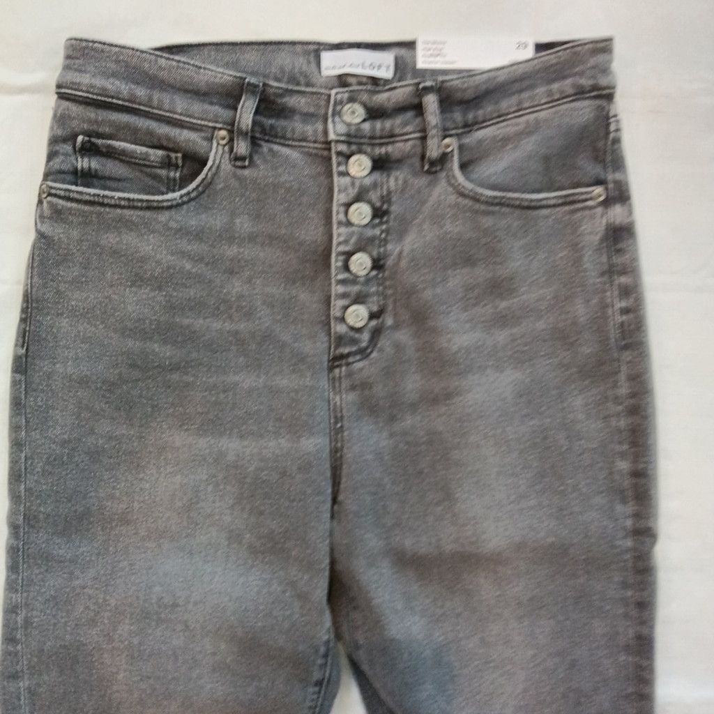 Loft LOFT Button Front Skinny Jeans Light Vapor Gray Size 29 NWT Size 29" - 3 Thumbnail