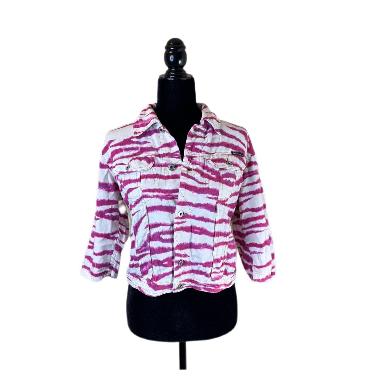 Dolce & Gabbana × Vintage Dolce & Gabbana Pink Zebra-Print White Denim Jacket Size S / US 4 / IT 40 - 1 Thumbnail