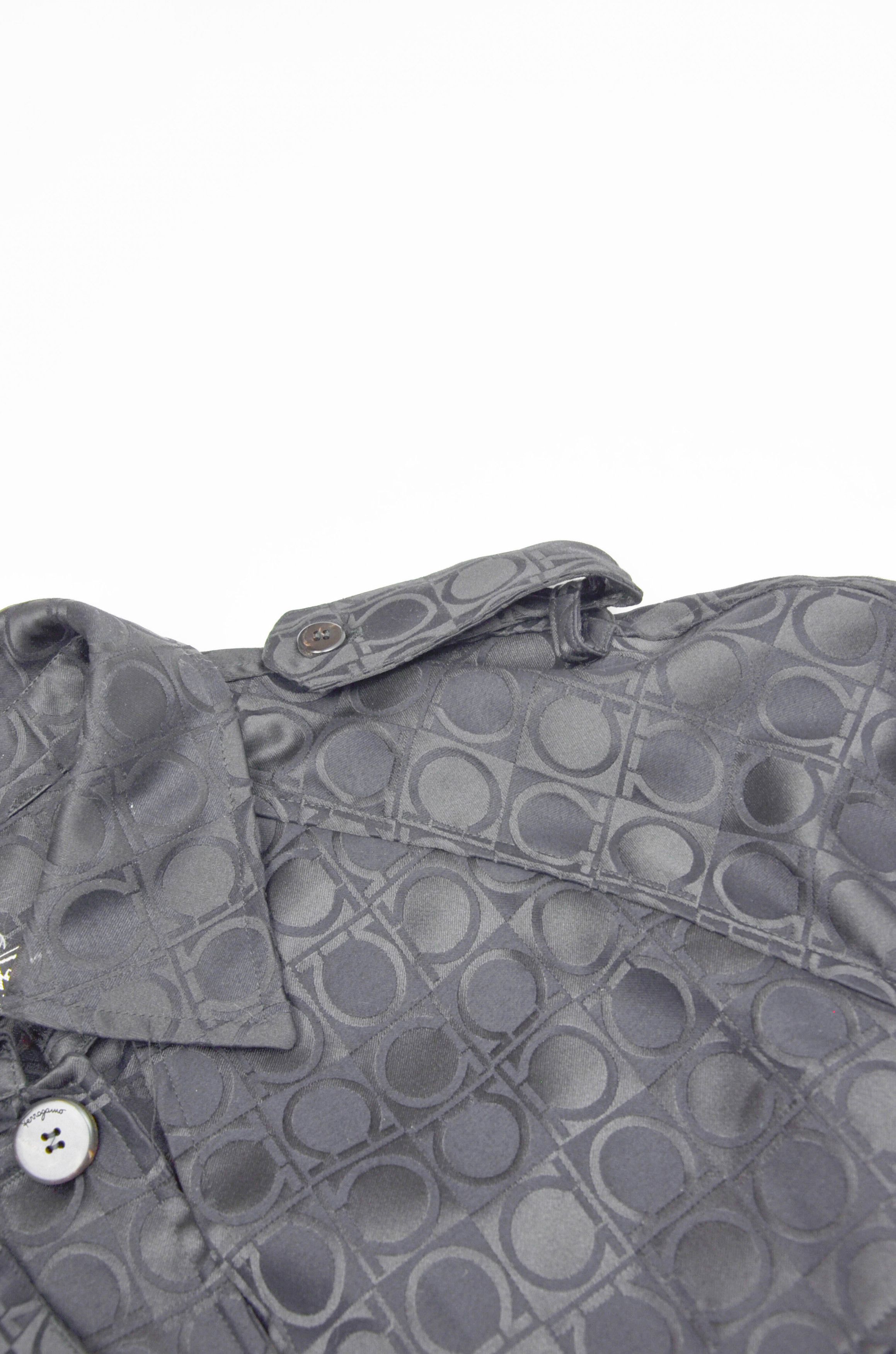 Salvatore Ferragamo Salvatore Ferragamo Black Gancini Jacquard Trench Coat Size XL / US 12-14 / IT 48-50 - 11 Thumbnail