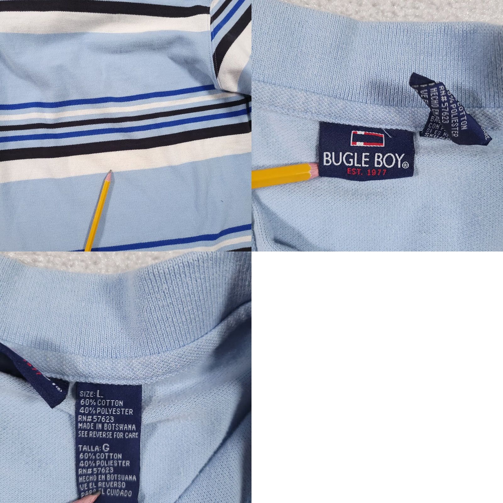Bugle Boy VINTAGE Bugle Boy Striped Polo Shirt Mens Large Grunge Golf Shirt Size US L / EU 52-54 / 3 - 9 Thumbnail