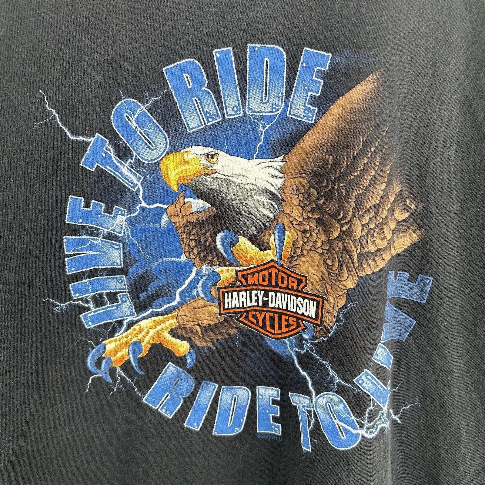Harley Davidson Y2K Blue Lightning Las Vegas Harley Davidson Tee X-Large Size US XL / EU 56 / 4 - 3 Thumbnail