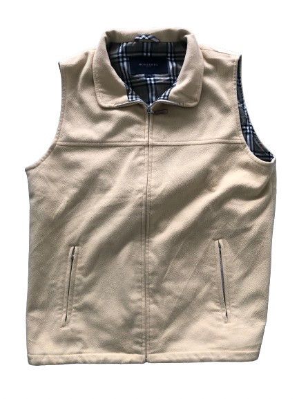 image of Vest Burberry Fleece Nova Check in Grey, Men's (Size Medium)