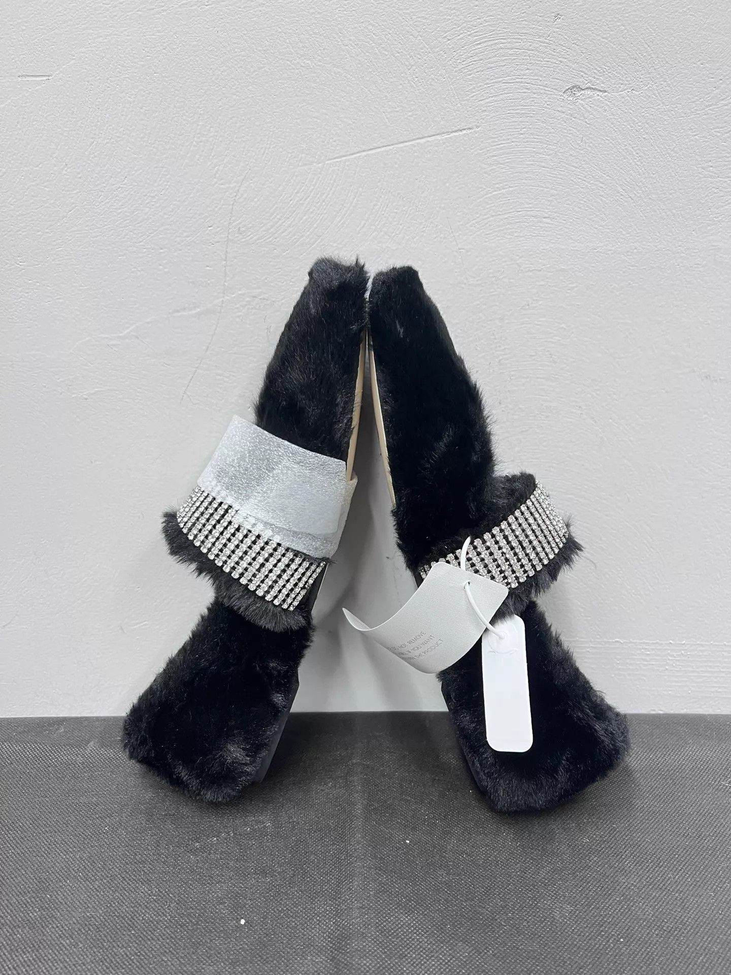 Jimmy Choo Jimmy Choo Black Lambskin Crystal Slip-On Flat MJ 39 NWT Size US 8.5 / IT 38.5 - 5 Thumbnail