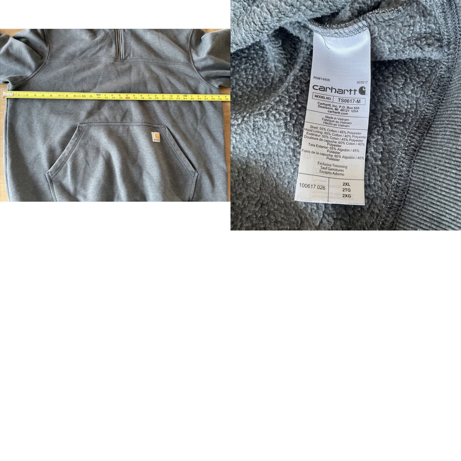 Carhartt Carhartt Rain Defender Hoodie Mens 2XL Gray 1/4 Zip Heavyweight Size US XXL / EU 58 / 5 - 8 Thumbnail