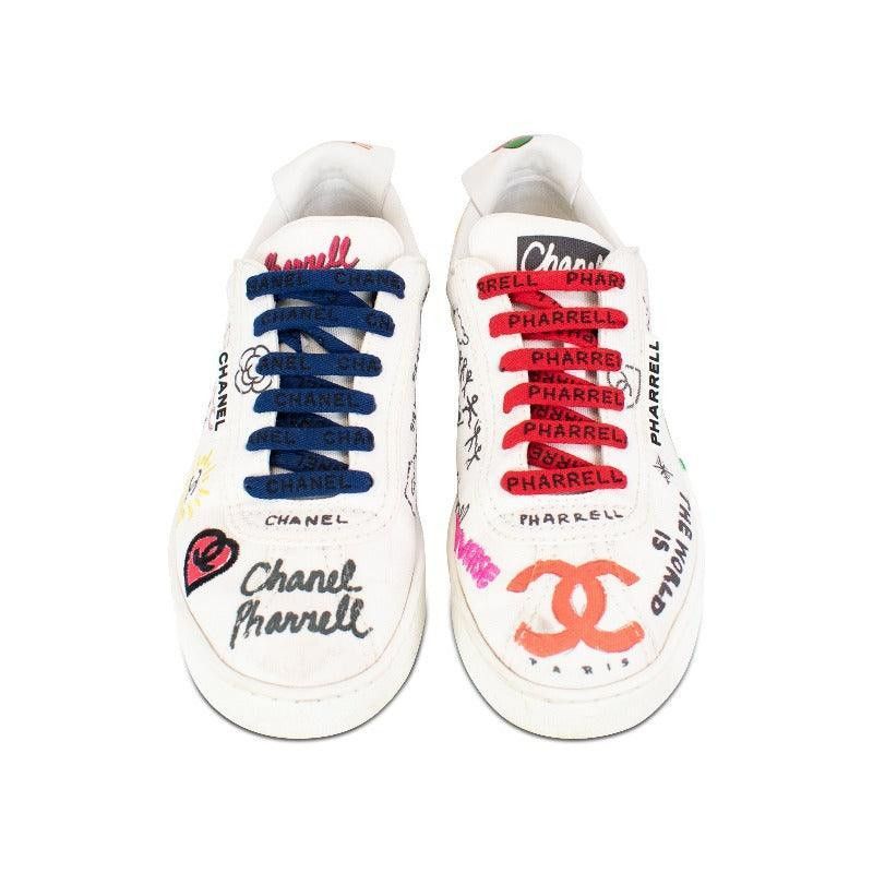 Chanel Chanel x Pharrell Sneakers- White Graffiti Low- 38 Size US 8 / IT 38 - 2 Thumbnail