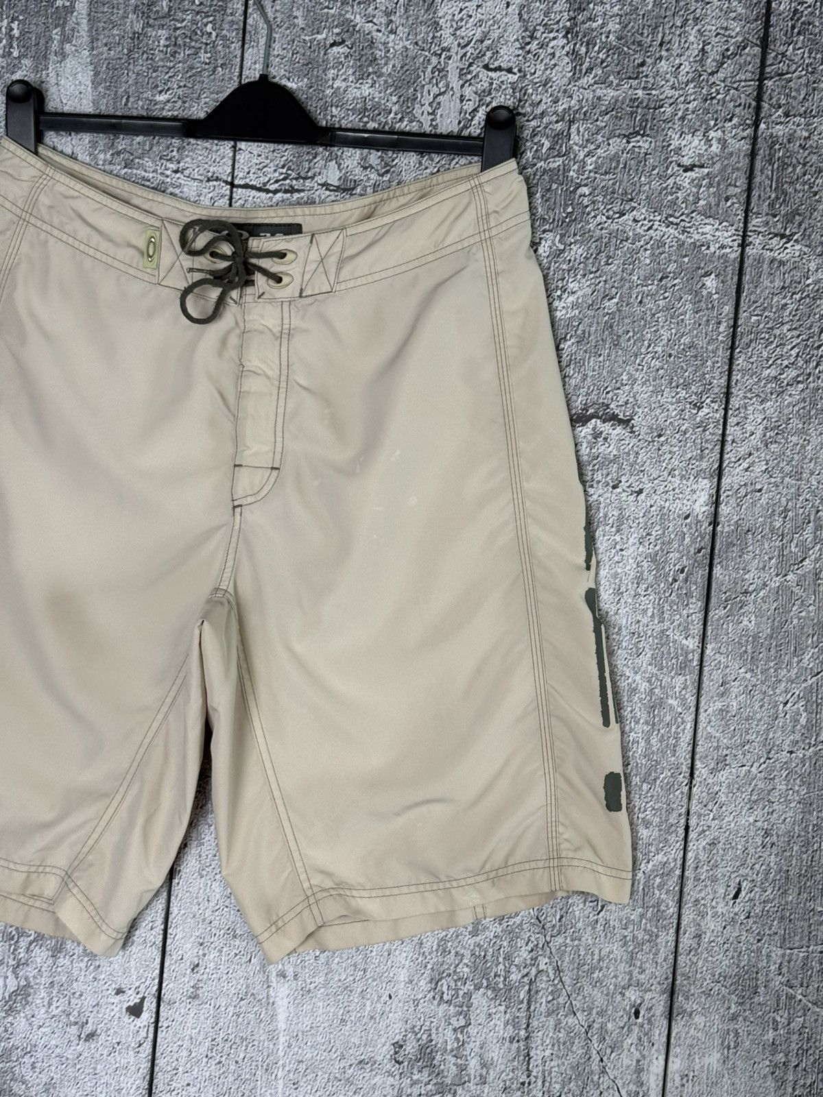 Oakley Vintage Oakley Beige Board Shorts Surf Swim Trunks Big Logo Size US 34 / EU 50 - 10 Thumbnail